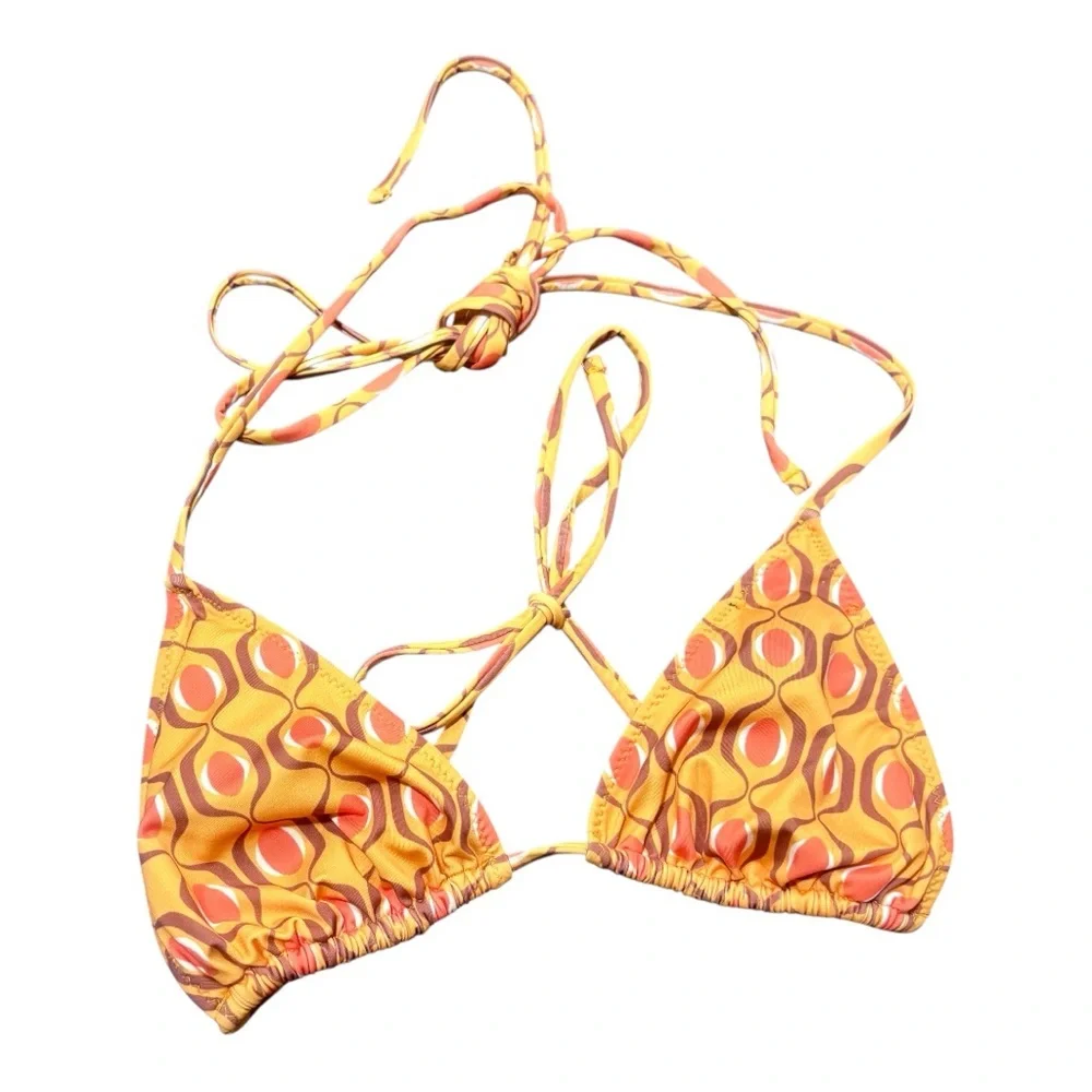 ZARA Pumpkin Inverted Bikini Set with Criss-Cross Straps and Thong Bottom - Picture 5 of 13